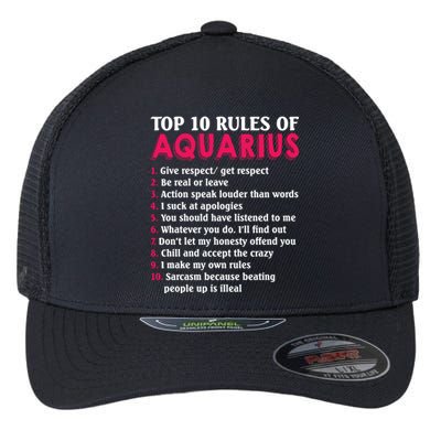 Top 10 Rules Of Aquarius Zodiac Sign Cool Gift Flexfit Unipanel Trucker Cap