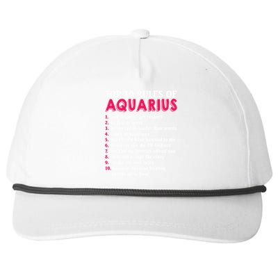 Top 10 Rules Of Aquarius Zodiac Sign Cool Gift Snapback Five-Panel Rope Hat