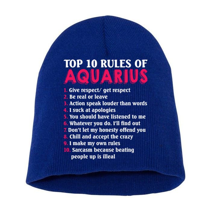 Top 10 Rules Of Aquarius Zodiac Sign Cool Gift Short Acrylic Beanie