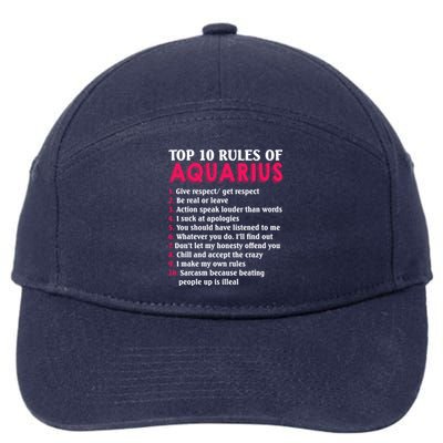 Top 10 Rules Of Aquarius Zodiac Sign Cool Gift 7-Panel Snapback Hat