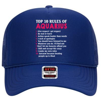 Top 10 Rules Of Aquarius Zodiac Sign Cool Gift High Crown Mesh Back Trucker Hat