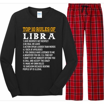 Top 10 Rules Of Libra September 23 October 22 Birthday Cool Gift Long Sleeve Pajama Set