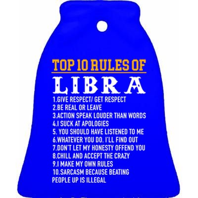 Top 10 Rules Of Libra September 23 October 22 Birthday Cool Gift Ceramic Bell Ornament