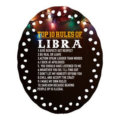 Top 10 Rules Of Libra September 23 October 22 Birthday Cool Gift Ceramic Oval Ornament