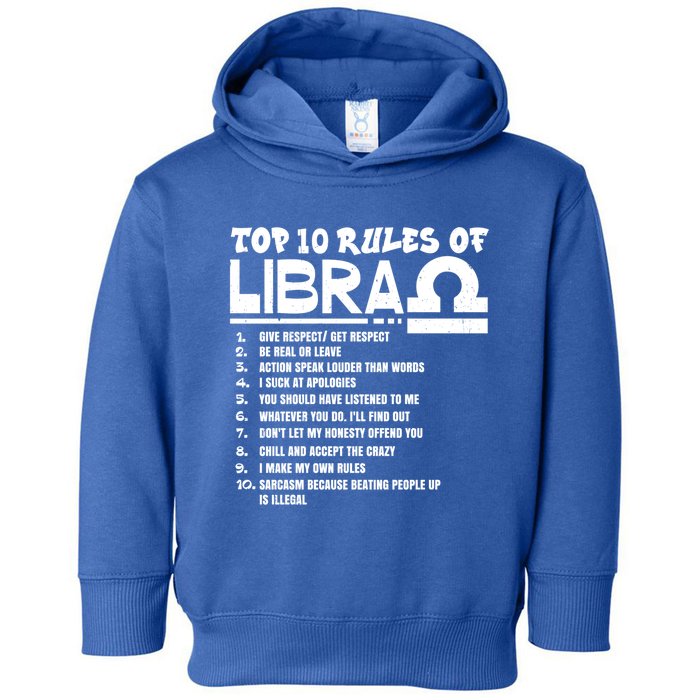 Top 10 Rules Of Libra Zodiac Birthday Funny Cool Gift Toddler Hoodie