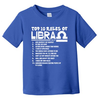 Top 10 Rules Of Libra Zodiac Birthday Funny Cool Gift Toddler T-Shirt