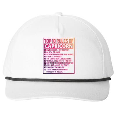 Top 10 Rules Of Capricorn Birthday Horoscope Great Gift Snapback Five-Panel Rope Hat