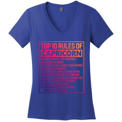 Top 10 Rules Of Capricorn Birthday Horoscope Great Gift Women's V-Neck T-Shirt