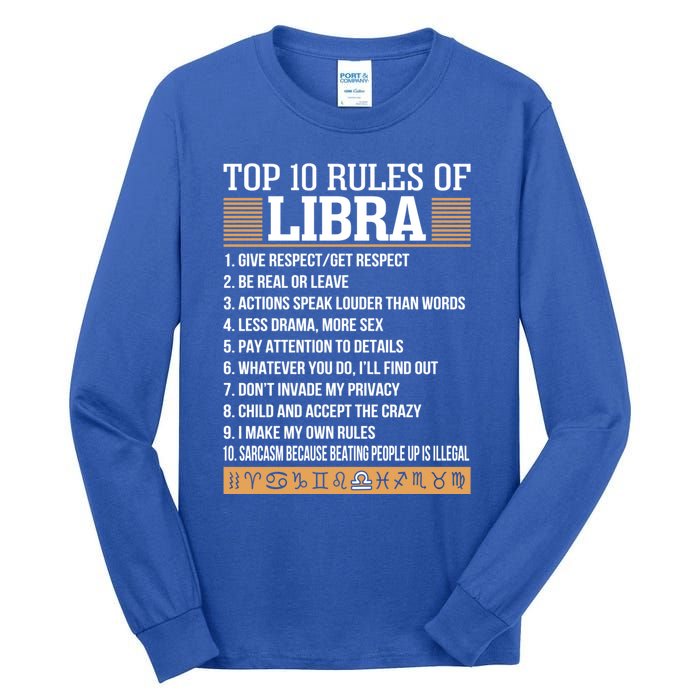 Top 10 Rules Of Libra Zodiac Give Respect Get Respect Gift Tall Long Sleeve T-Shirt