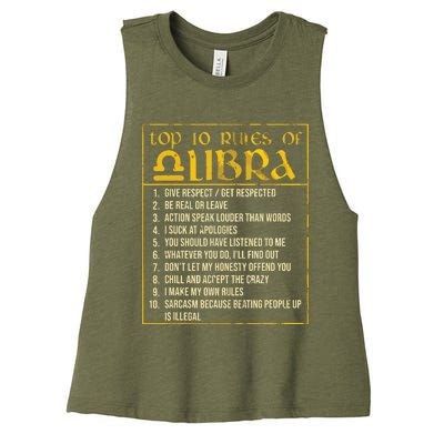 Top 10 Rules Libra Zodiac Sign September October Birthday Women's Racerback Cropped Tank