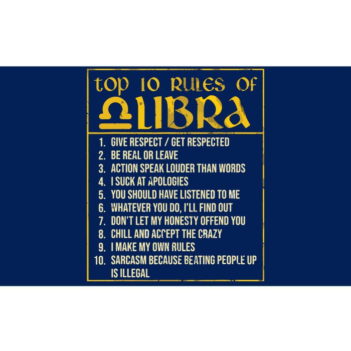 Top 10 Rules Libra Zodiac Sign September October Birthday Bumper Sticker