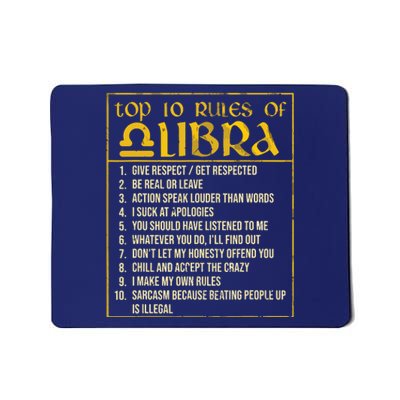 Top 10 Rules Libra Zodiac Sign September October Birthday Mousepad