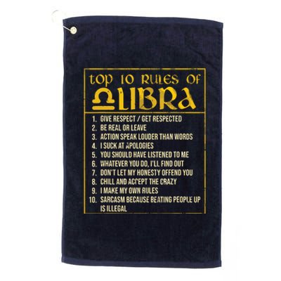 Top 10 Rules Libra Zodiac Sign September October Birthday Platinum Collection Golf Towel