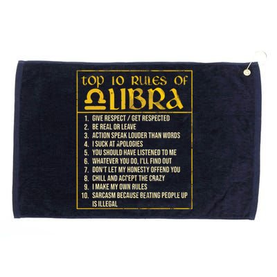 Top 10 Rules Libra Zodiac Sign September October Birthday Grommeted Golf Towel