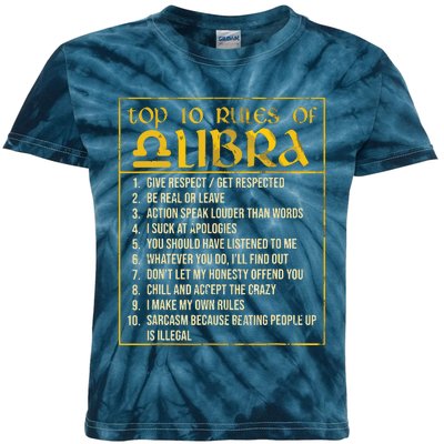 Top 10 Rules Libra Zodiac Sign September October Birthday Kids Tie-Dye T-Shirt