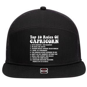 Top 10 Rules Of Capricorn Funny Capricorn Tee Horoscope Gift 7 Panel Mesh Trucker Snapback Hat