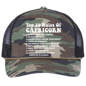 Top 10 Rules Of Capricorn Funny Capricorn Tee Horoscope Gift Retro Rope Trucker Hat Cap