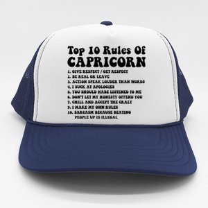 Top 10 Rules Of Capricorn Funny Capricorn Tee Horoscope Gift Trucker Hat