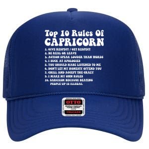 Top 10 Rules Of Capricorn Funny Capricorn Tee Horoscope Gift High Crown Mesh Back Trucker Hat