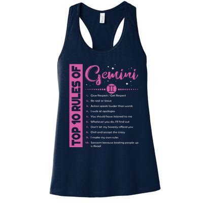 Top 10 Rules Of Gemini Birthday Women's Racerback Tank