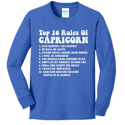 Top 10 Rules Of Capricorn Zodiac Funny Capricorn Horoscope Gift Kids Long Sleeve Shirt