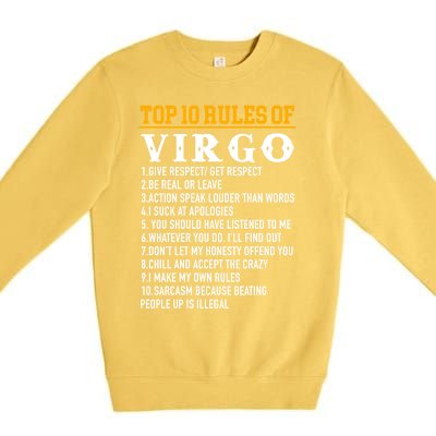 Top 10 Rules Of Virgo August 23 September 22 Birthday Great Gift Premium Crewneck Sweatshirt