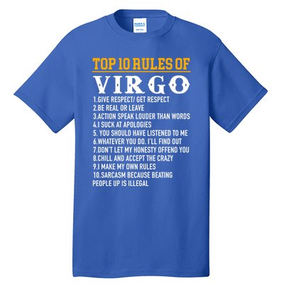 Top 10 Rules Of Virgo August 23 September 22 Birthday Great Gift Tall T-Shirt