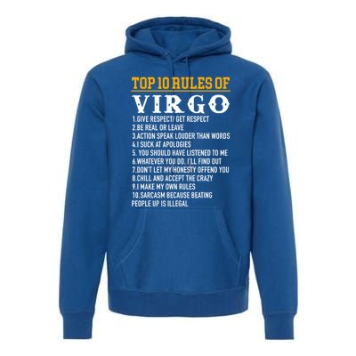 Top 10 Rules Of Virgo August 23 September 22 Birthday Great Gift Premium Hoodie