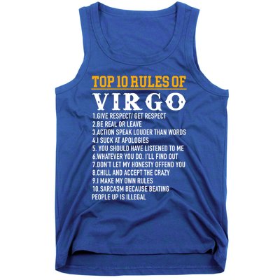 Top 10 Rules Of Virgo August 23 September 22 Birthday Great Gift Tank Top