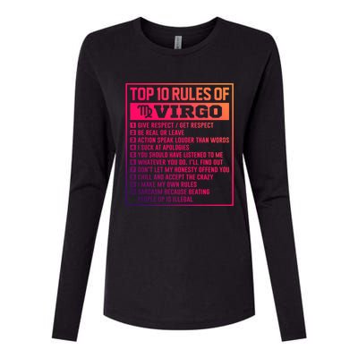 Top 10 Rules Of Virgo Birthday Horoscope Gift Womens Cotton Relaxed Long Sleeve T-Shirt