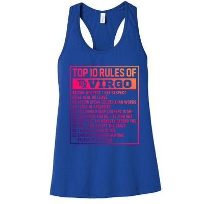 Top 10 Rules Of Virgo Birthday Horoscope Gift Women's Racerback Tank