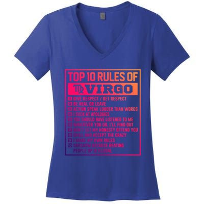 Top 10 Rules Of Virgo Birthday Horoscope Gift Women's V-Neck T-Shirt