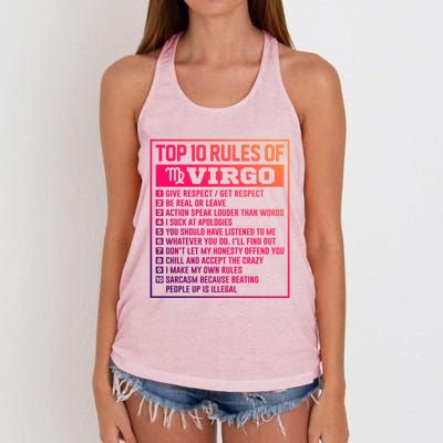 Top 10 Rules Of Virgo Birthday Horoscope Gift Women's Knotted Racerback Tank