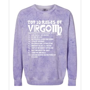 Top 10 Rules Of Virgo Zodiac Birthday Funny Gift Colorblast Crewneck Sweatshirt