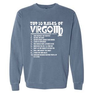 Top 10 Rules Of Virgo Zodiac Birthday Funny Gift Garment-Dyed Sweatshirt