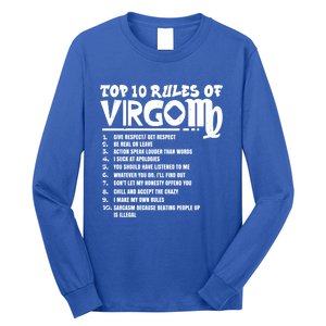 Top 10 Rules Of Virgo Zodiac Birthday Funny Gift Long Sleeve Shirt