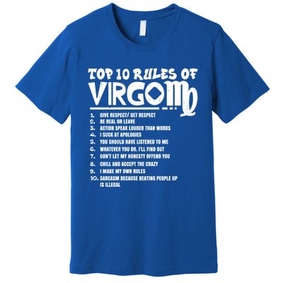 Top 10 Rules Of Virgo Zodiac Birthday Funny Gift Premium T-Shirt