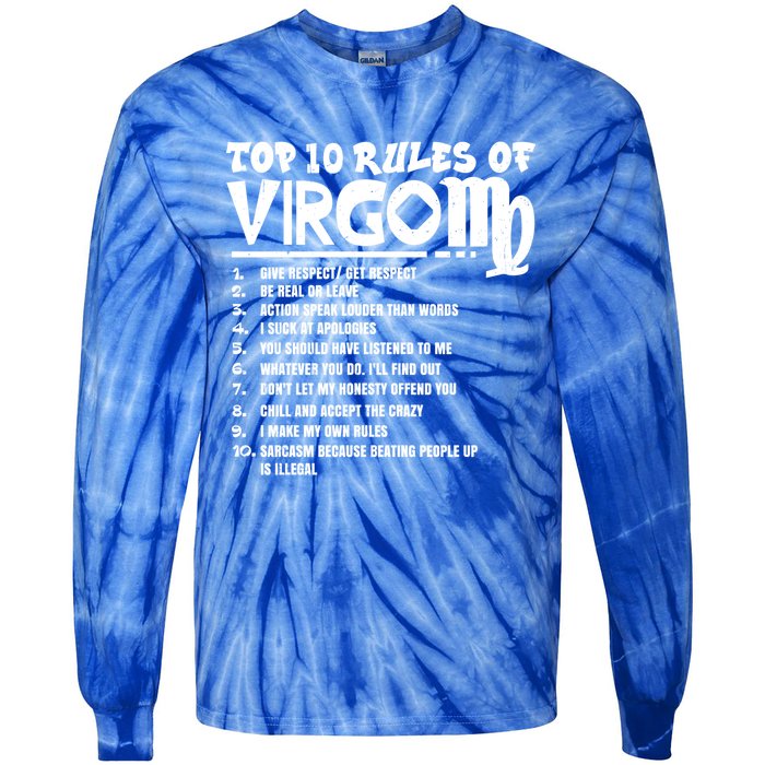 Top 10 Rules Of Virgo Zodiac Birthday Funny Gift Tie-Dye Long Sleeve Shirt