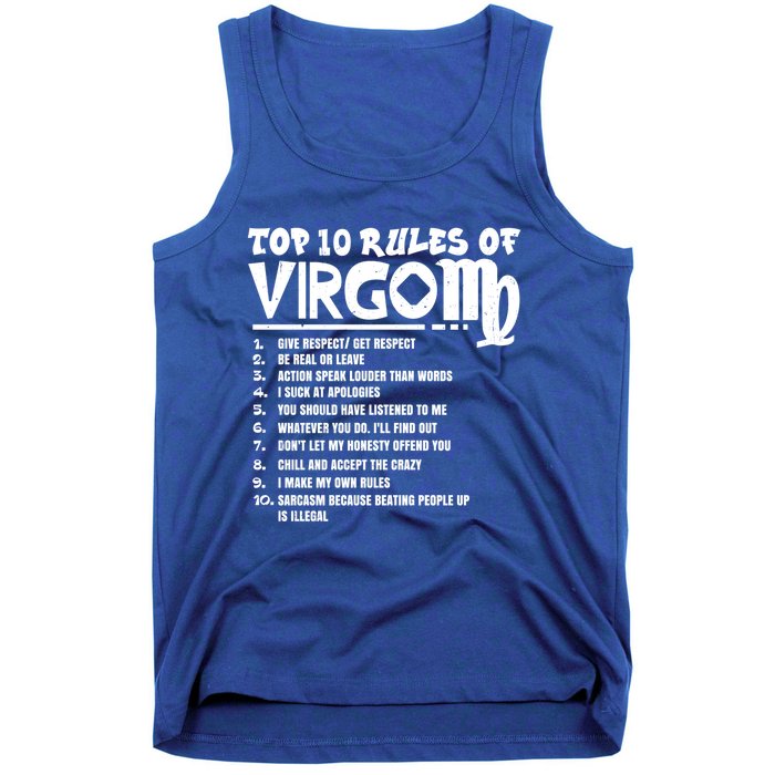 Top 10 Rules Of Virgo Zodiac Birthday Funny Gift Tank Top