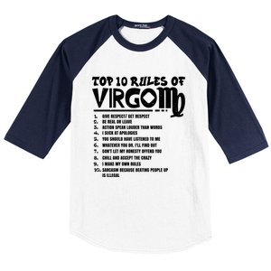 Top 10 Rules Of Virgo Zodiac Birthday Funny Gift Baseball Sleeve Shirt