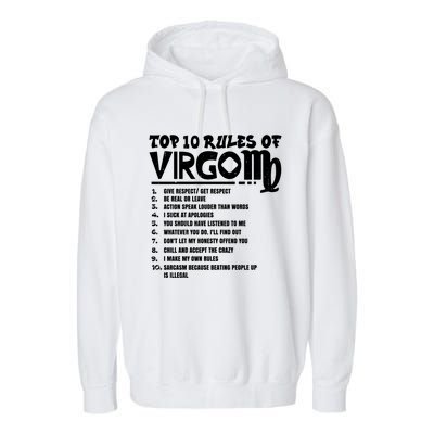 Top 10 Rules Of Virgo Zodiac Birthday Funny Gift Garment-Dyed Fleece Hoodie