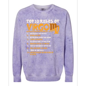 Top 10 Rules Of Virgo Zodiac Birthday Funny Gift Colorblast Crewneck Sweatshirt