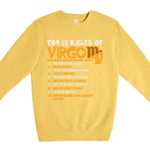 Top 10 Rules Of Virgo Zodiac Birthday Funny Gift Premium Crewneck Sweatshirt