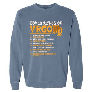 Top 10 Rules Of Virgo Zodiac Birthday Funny Gift Garment-Dyed Sweatshirt