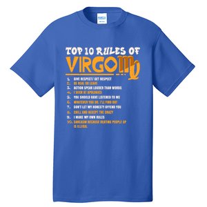 Top 10 Rules Of Virgo Zodiac Birthday Funny Gift Tall T-Shirt