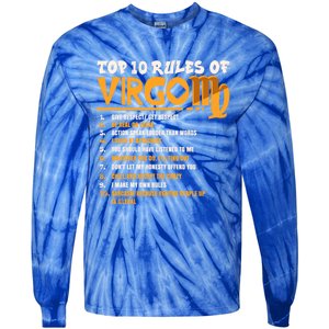 Top 10 Rules Of Virgo Zodiac Birthday Funny Gift Tie-Dye Long Sleeve Shirt