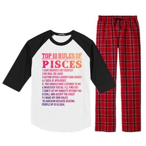 Top 10 Rules Of Pisces February 19 March 20 Birthday Gift Raglan Sleeve Pajama Set