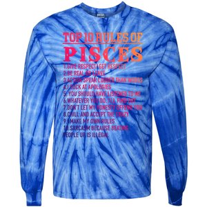 Top 10 Rules Of Pisces February 19 March 20 Birthday Gift Tie-Dye Long Sleeve Shirt