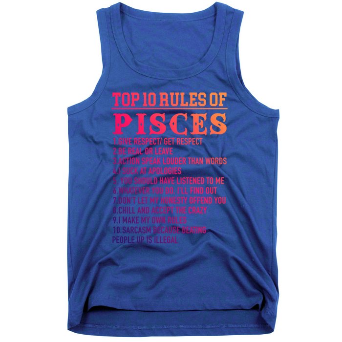 Top 10 Rules Of Pisces February 19 March 20 Birthday Gift Tank Top