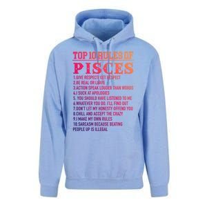 Top 10 Rules Of Pisces February 19 March 20 Birthday Gift Unisex Surf Hoodie